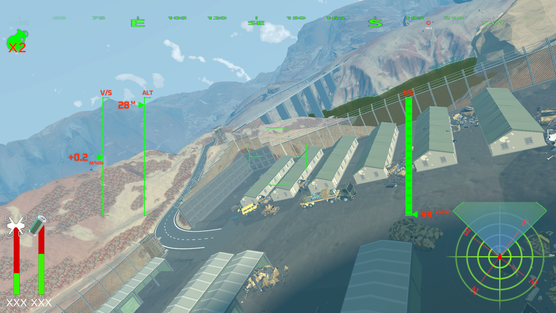 Drone battle over hostile terrain